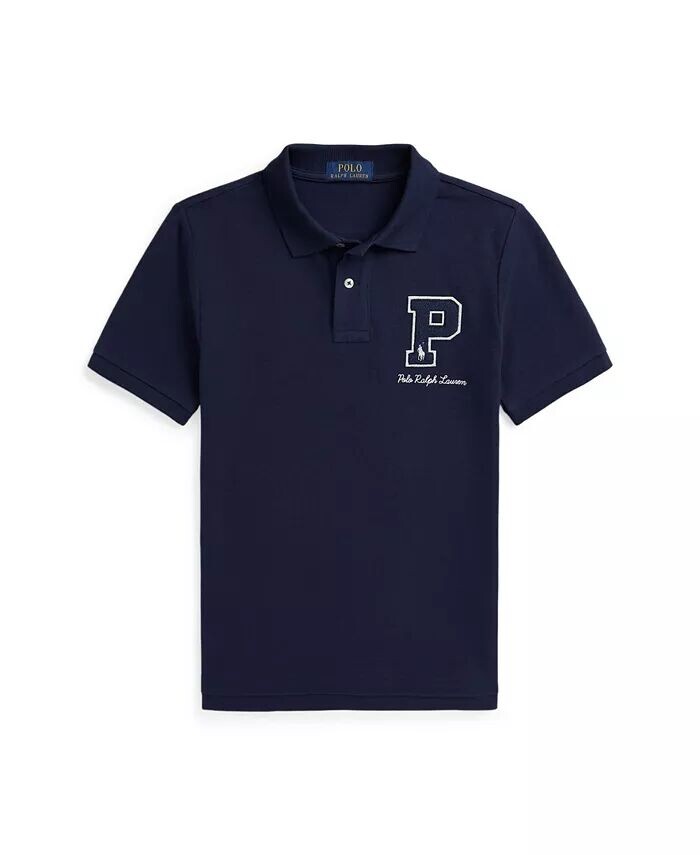 

Big Boys Рубашка-поло Letterman из хлопковой сетки Polo Ralph Lauren, красный