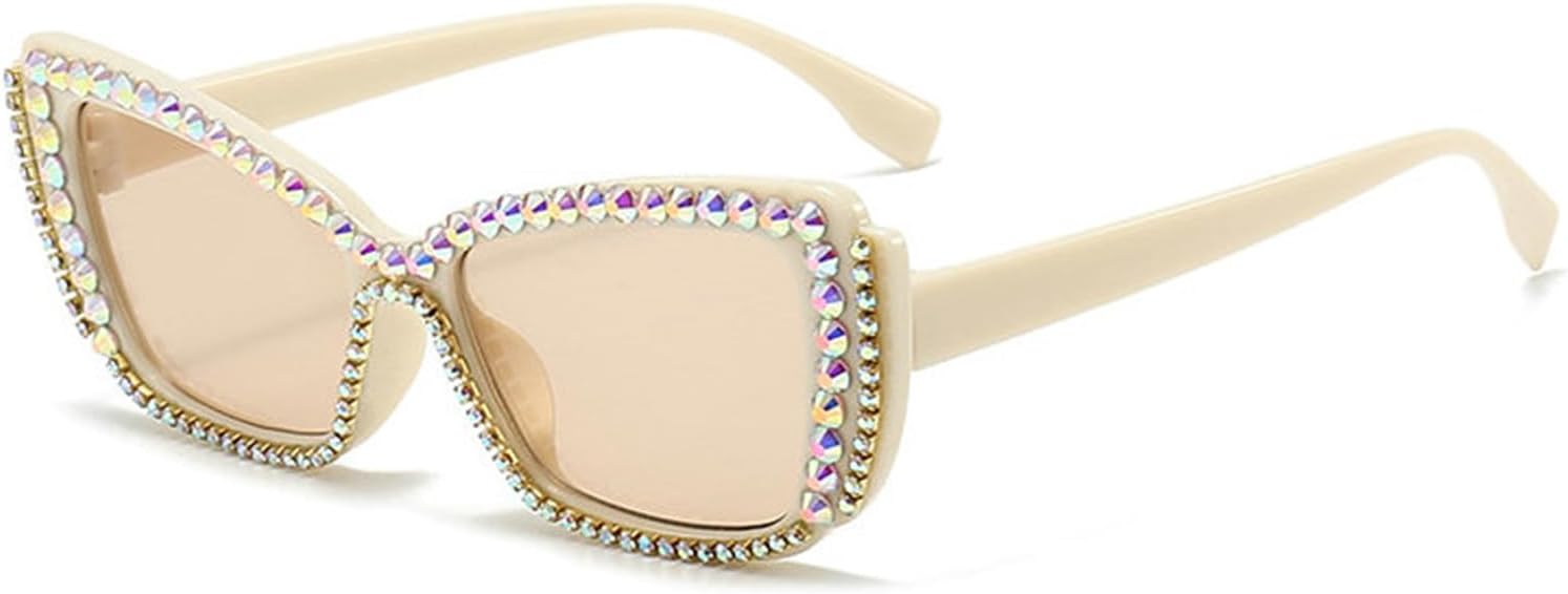 

Солнцезащитные очки «кошачий глаз» с бриллиантами, женские, в стиле ретро, ​​с блестками, стразами, квадратные, роскошные, украшенные драгоценными камнями helena, Beige