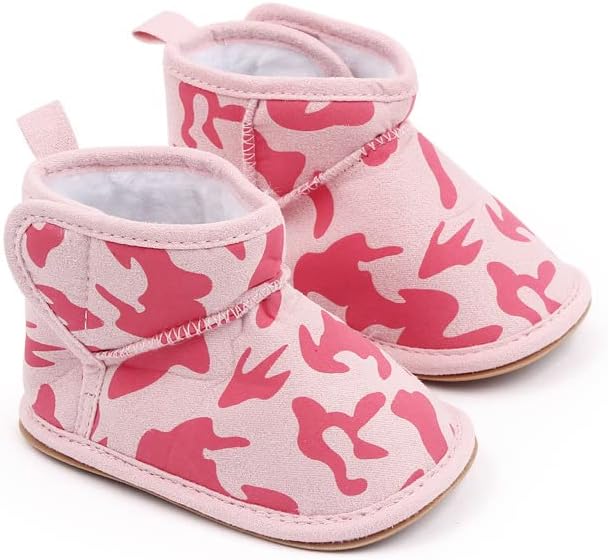 

Пинетки для новорожденных с камуфляжным узором, противоскользящей подошвой для мальчиков и девочек, плюшевые уютные носочки-обувь Purepips, Pink