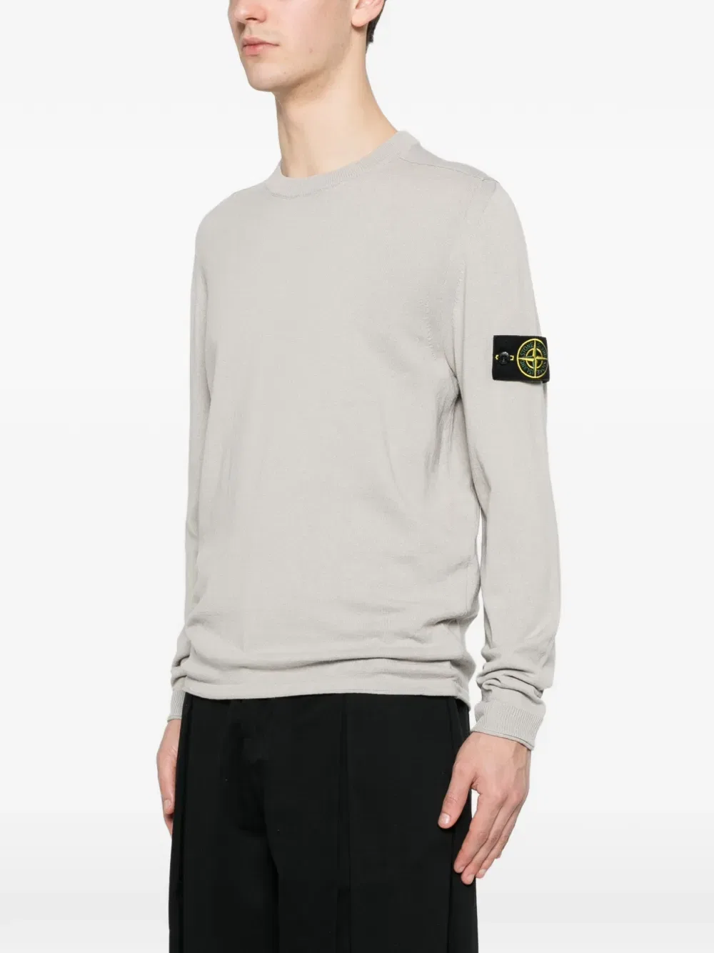Свитер с нашивкой в виде компаса Stone Island, серый — фото 3