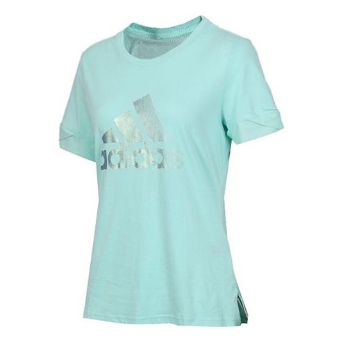 

Футболка alphabet logo printing sports short sleeve mint green Adidas, зеленый