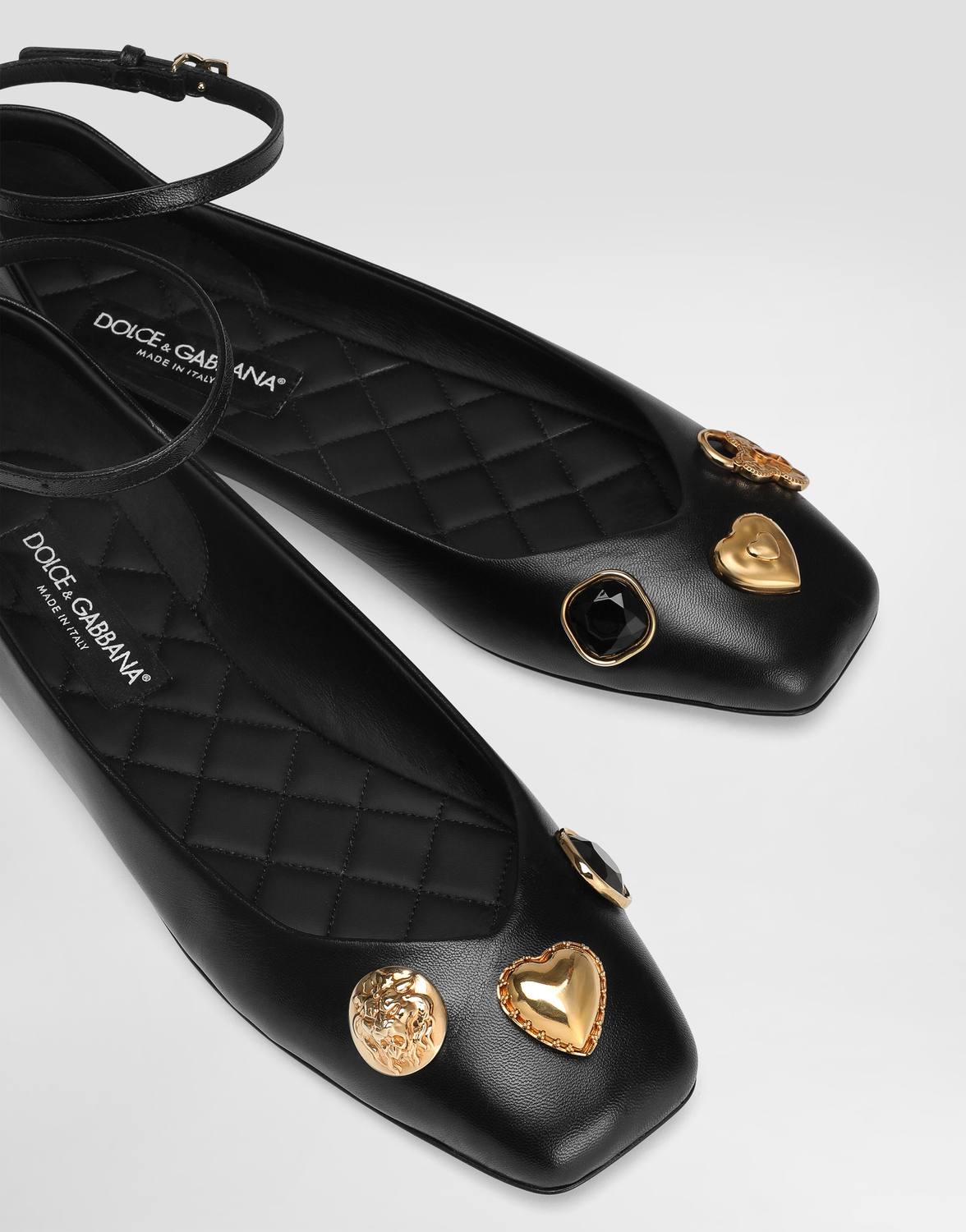 Кожаные балетки с вышивкой Dolce & Gabbana, черный — фото 4
