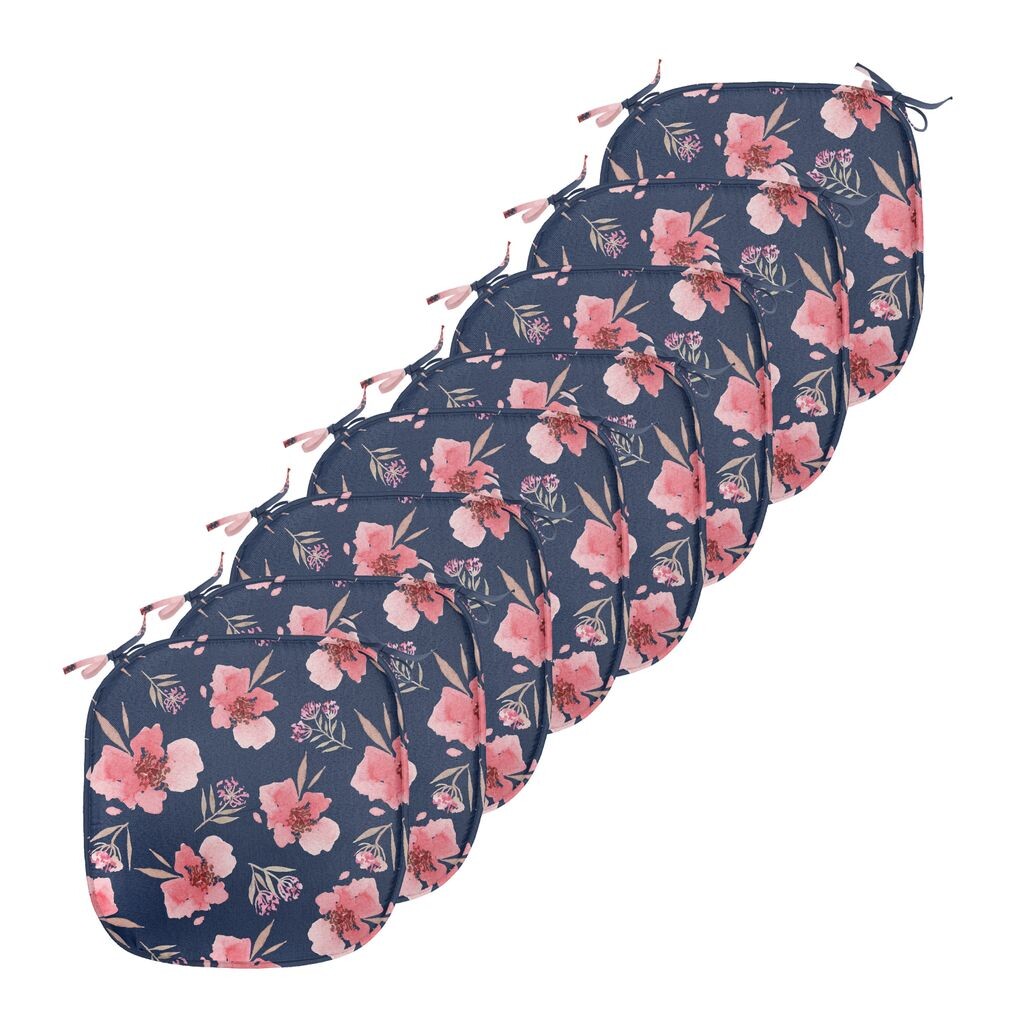 

ABAKUHAUS Акварельные подушки на обеденный стул, Розовая садовая флора, декоративная водонепроницаемая подушка с ремнями для кухонных сидений, 40 см x 40 см — упаковка из 8 шт., темно-кораллово-красный