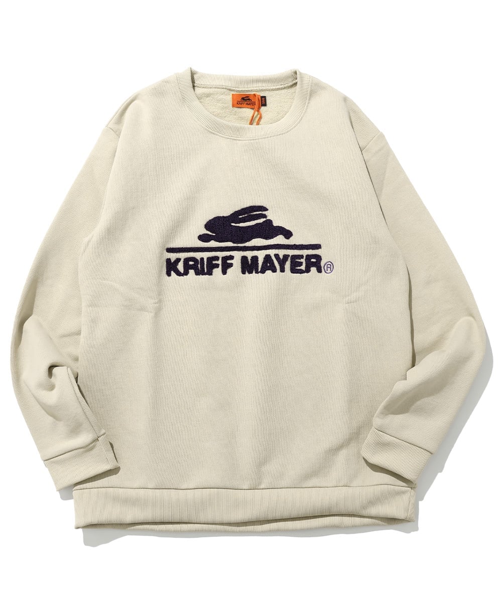 (K) Вышитый флисовый свитер Sagara с круглым вырезом (логотип) KRIFF MAYER, BEIGE