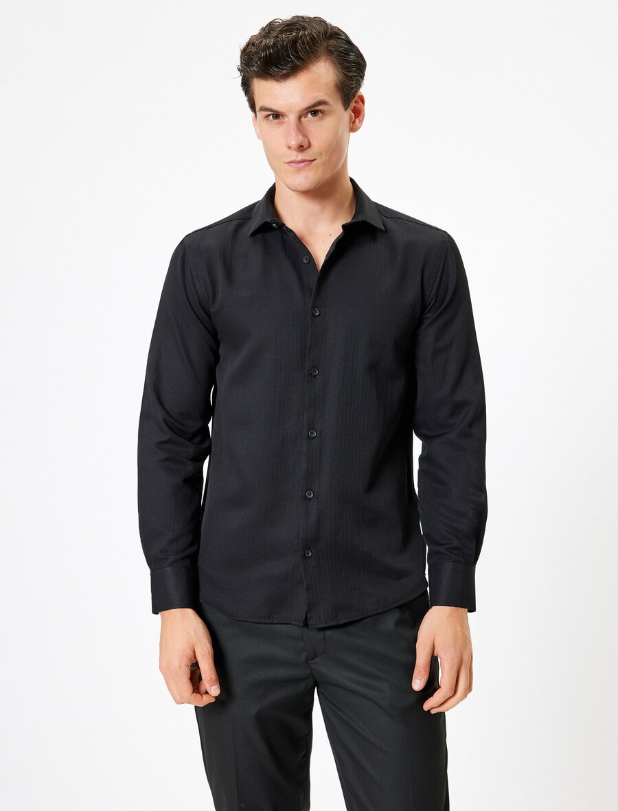 

Повседневная рубашка Koton Regular fit Button Up Shirt, черный