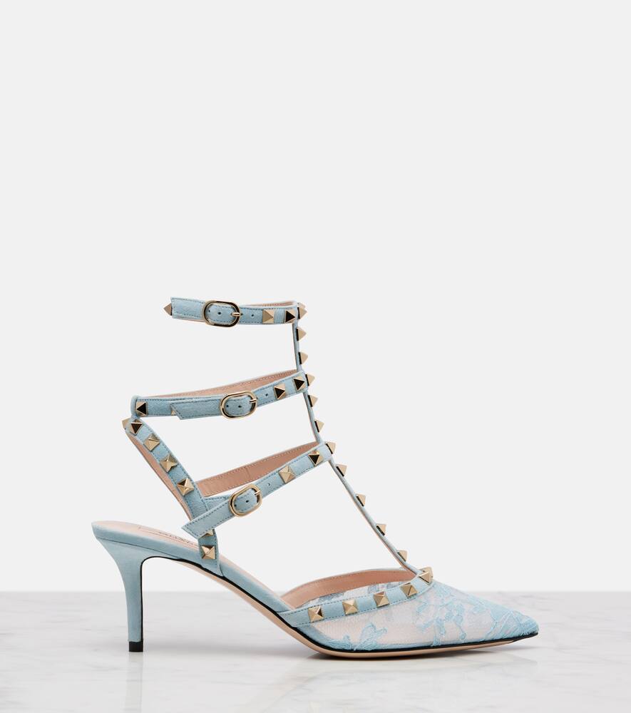 Туфли-лодочки Rockstud 65 из кожи с кружевными вставками Valentino Garavani, Blush Grey — фото 4