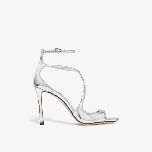 

Кожаные босоножки на каблуке Azia 95 Jimmy Choo, серебряный