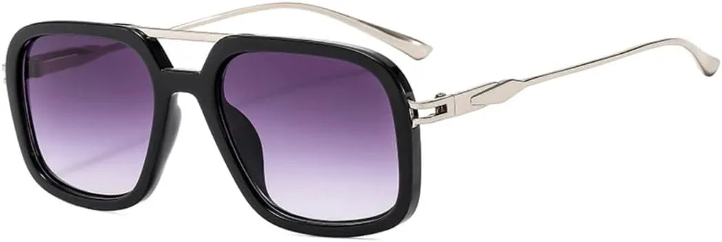 

Мужские солнцезащитные очки в стиле ретро с двойной перемычкой, защита от УФ-излучения UV400, модный градиент. Женские солнцезащитные очки VFDHN, Black Gray Gradient