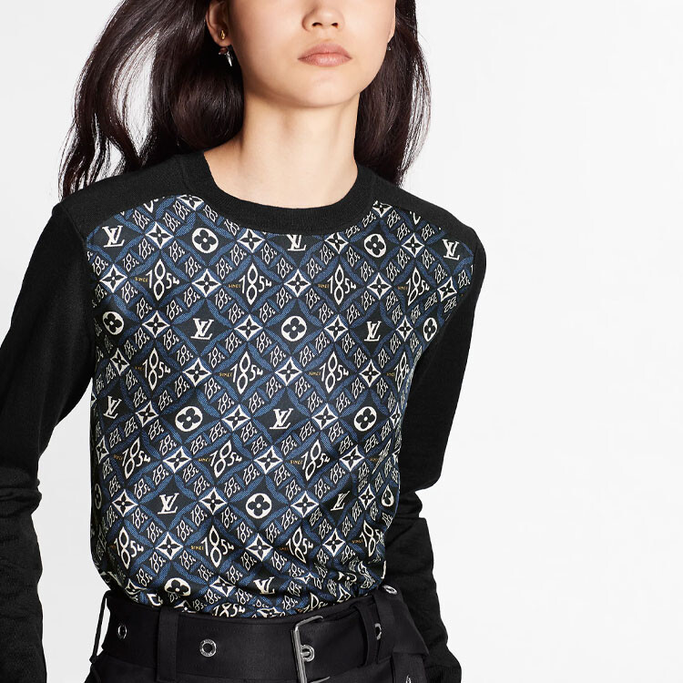 Свитер женский Louis Vuitton, черный / бело-синий — фото 4