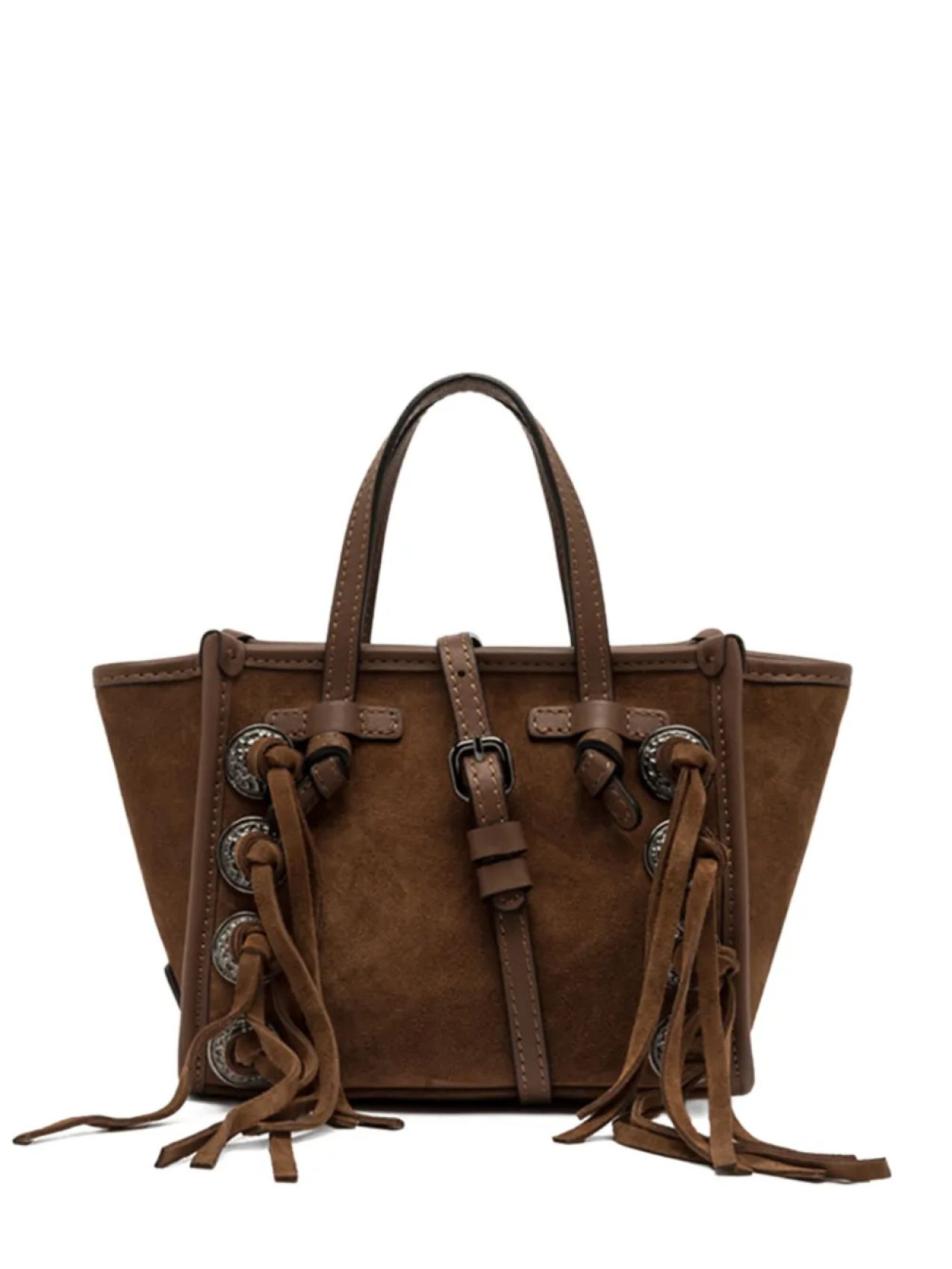 

GIANNI CHIARINI Miss Marcella замшевая сумка-тоут с бахромой, коричневый
