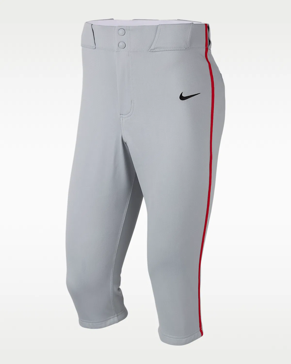 Мужские бейсбольные штаны Nike Vapor Select 2 с высокой посадкой и лампасами, Wolf Grey/University Red/Black