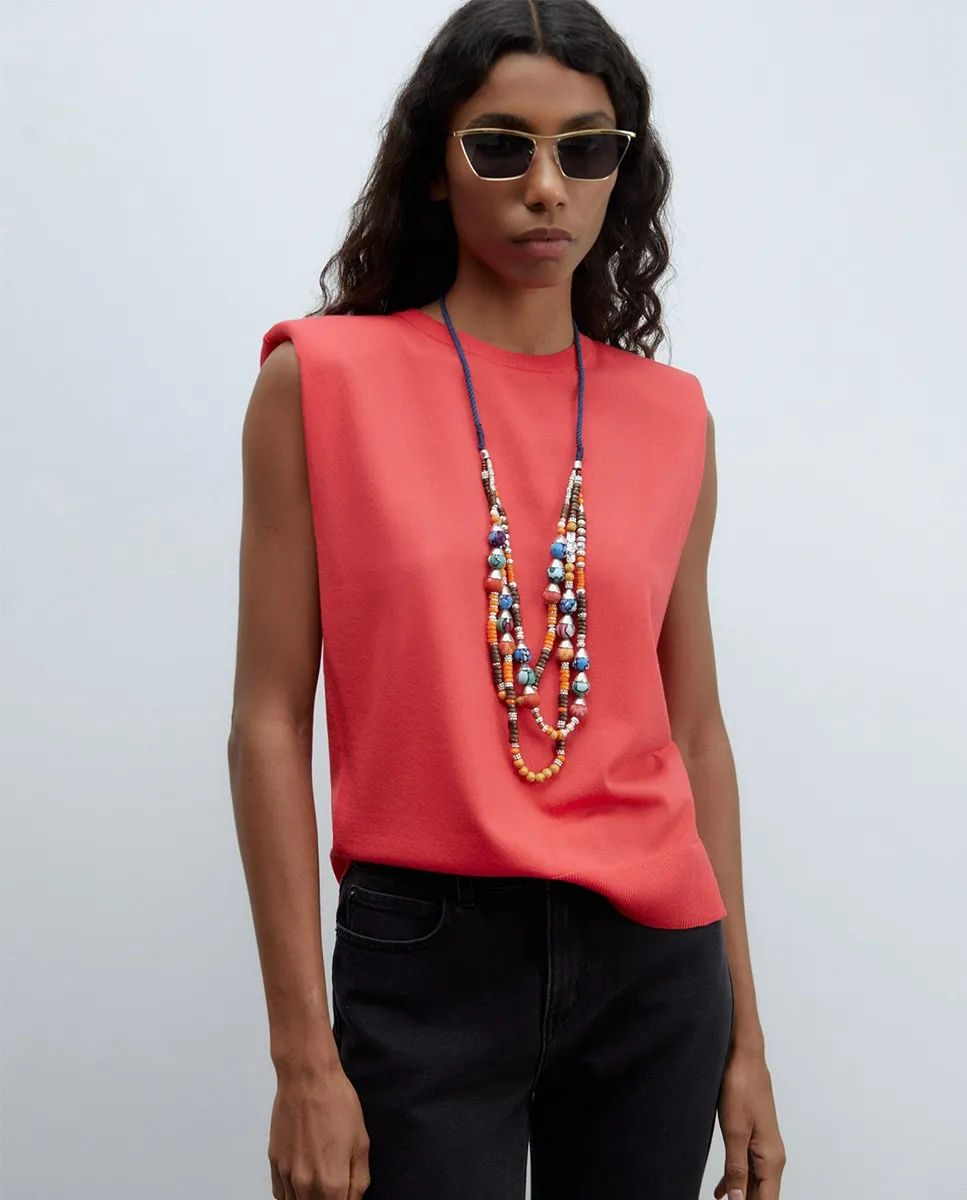 

Простой топ с открытыми плечами Sfera, красный