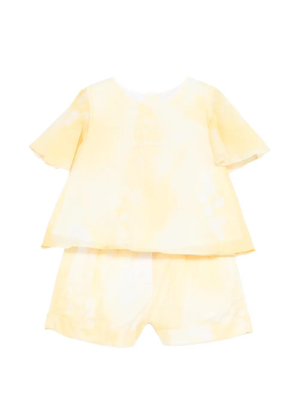 Комплект из футболки и шортов с вышитым логотипом Givenchy Kids, желтый