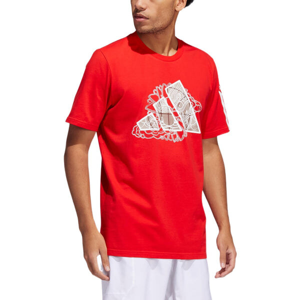 Футболка Men's adidas Rose Dynasty Large Logo Printing Round Neck Short Sleeve Red T-Shirt, красный — фото 4