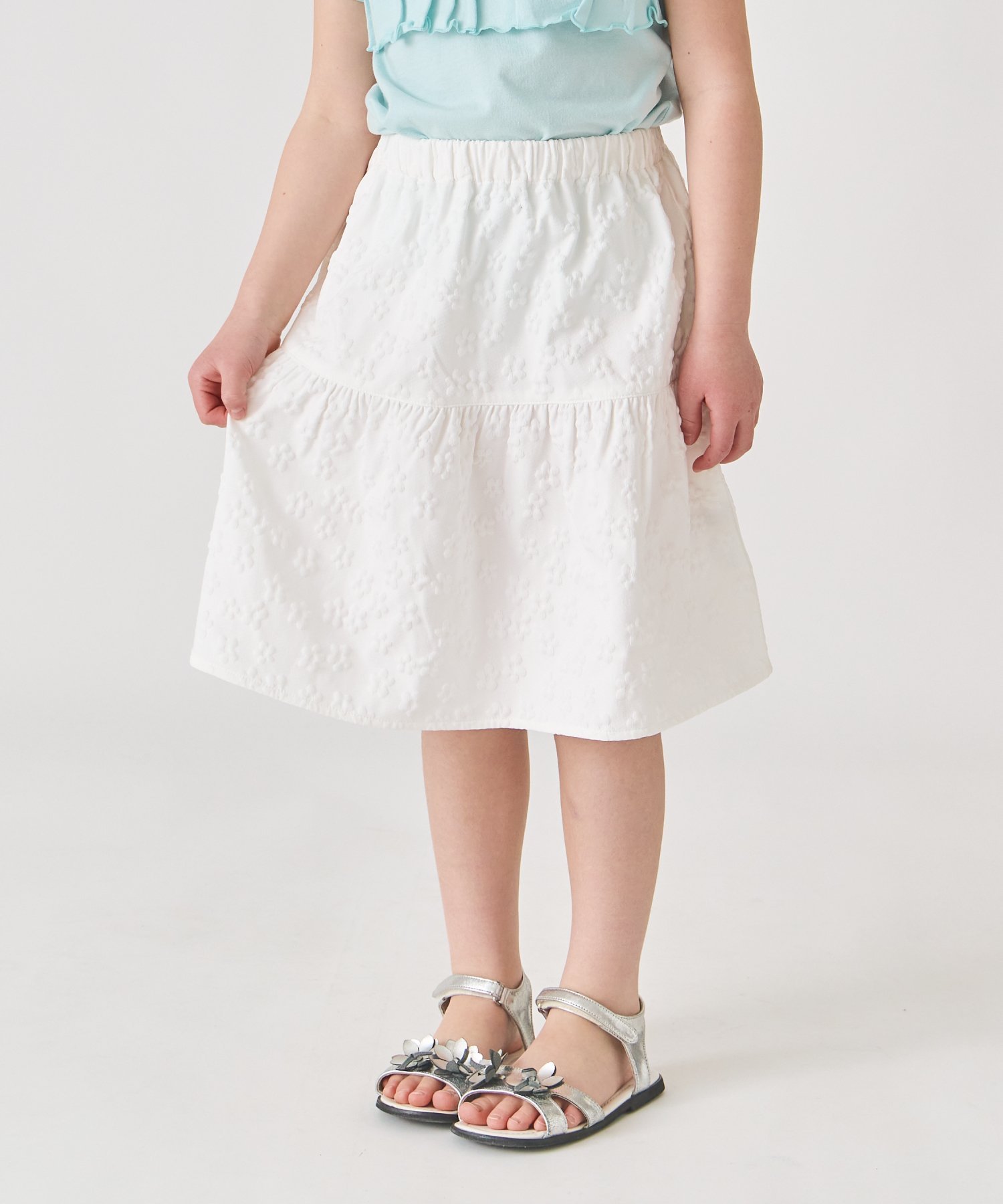 Юбка из жаккардовой ткани с цветочным узором Ever Closet, white