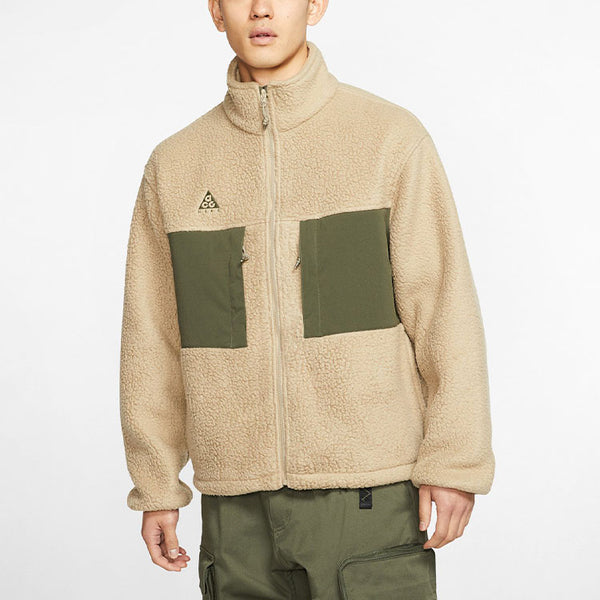 Куртка acg sports stay warm contrasting colors pocket stand collar fleece jacket yellowbrown Nike, коричневый — фото 4