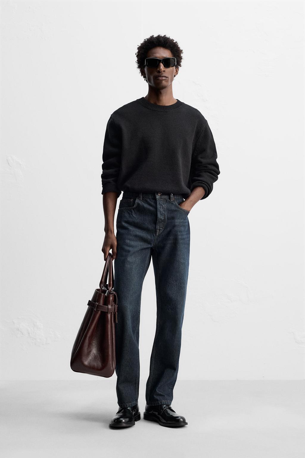 

Хлопковый свитер ZARA, черный
