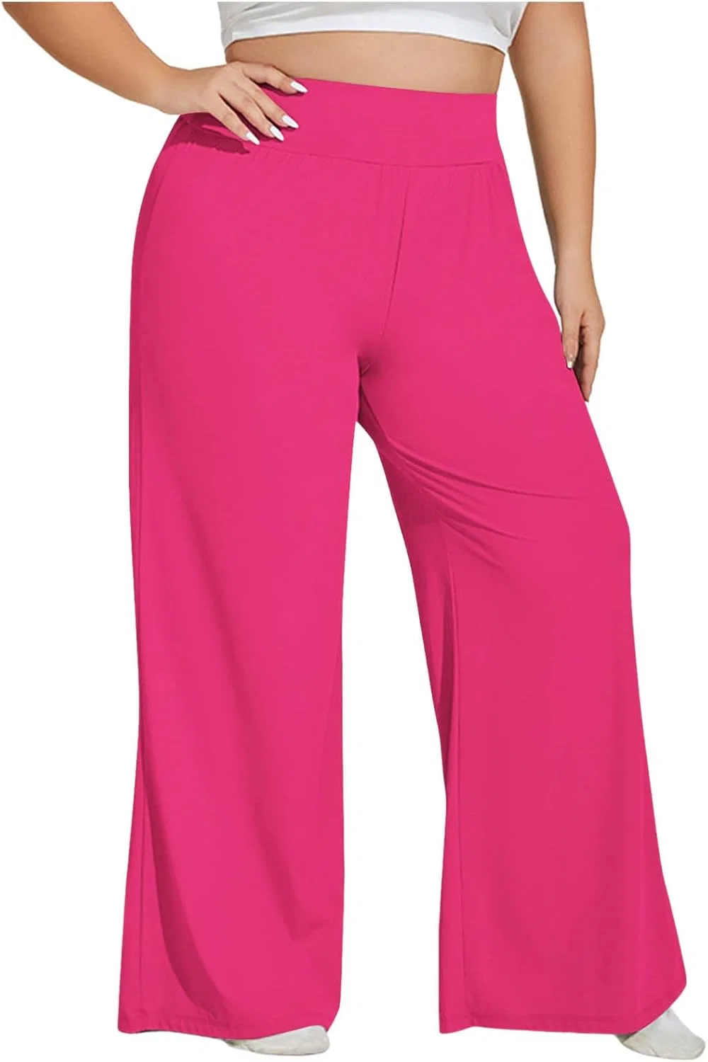 Спортивные брюки женские, широкие, с высокой посадкой, Hot Pink