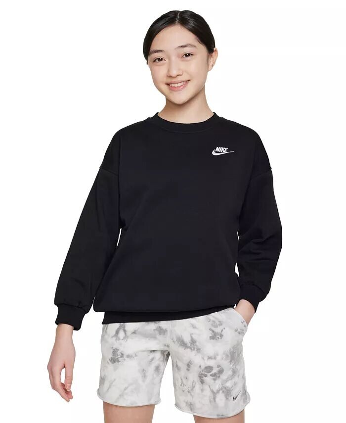 

Флисовый свитшот оверсайз для Big Girls Sportswear Club Nike, серый