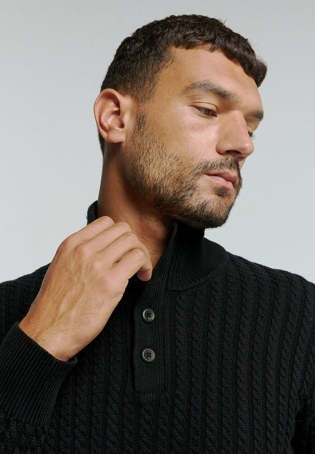

Джемпер JACQUARD WITH HALF-BUTTON PLACKET NO EXCESS, черный