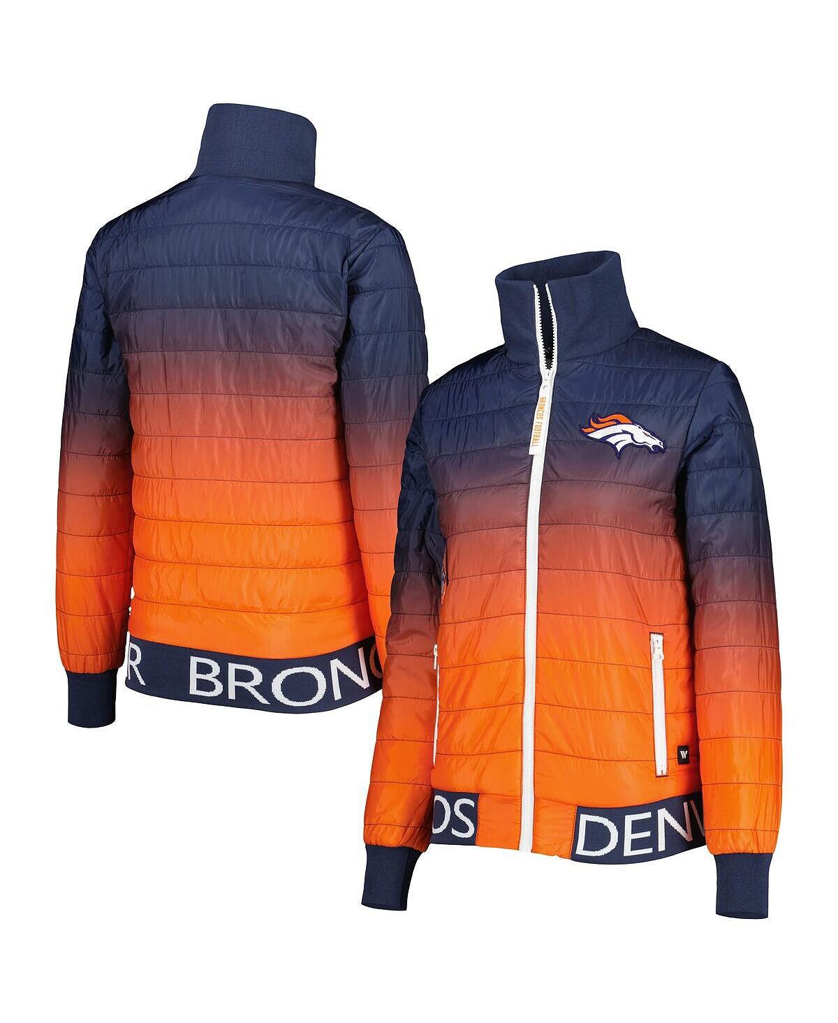 

Женская темно-оранжевая куртка-пуховик с молнией во всю длину Denver Broncos Color Block The Wild Collective