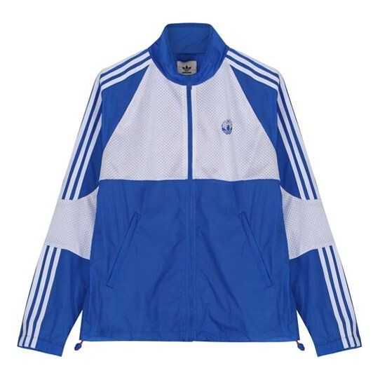 

Куртка adidas originals x Oyster Track Crossover Splicing Contrasting Colors Stripe Sports Stand Collar Jacket Blue, синий