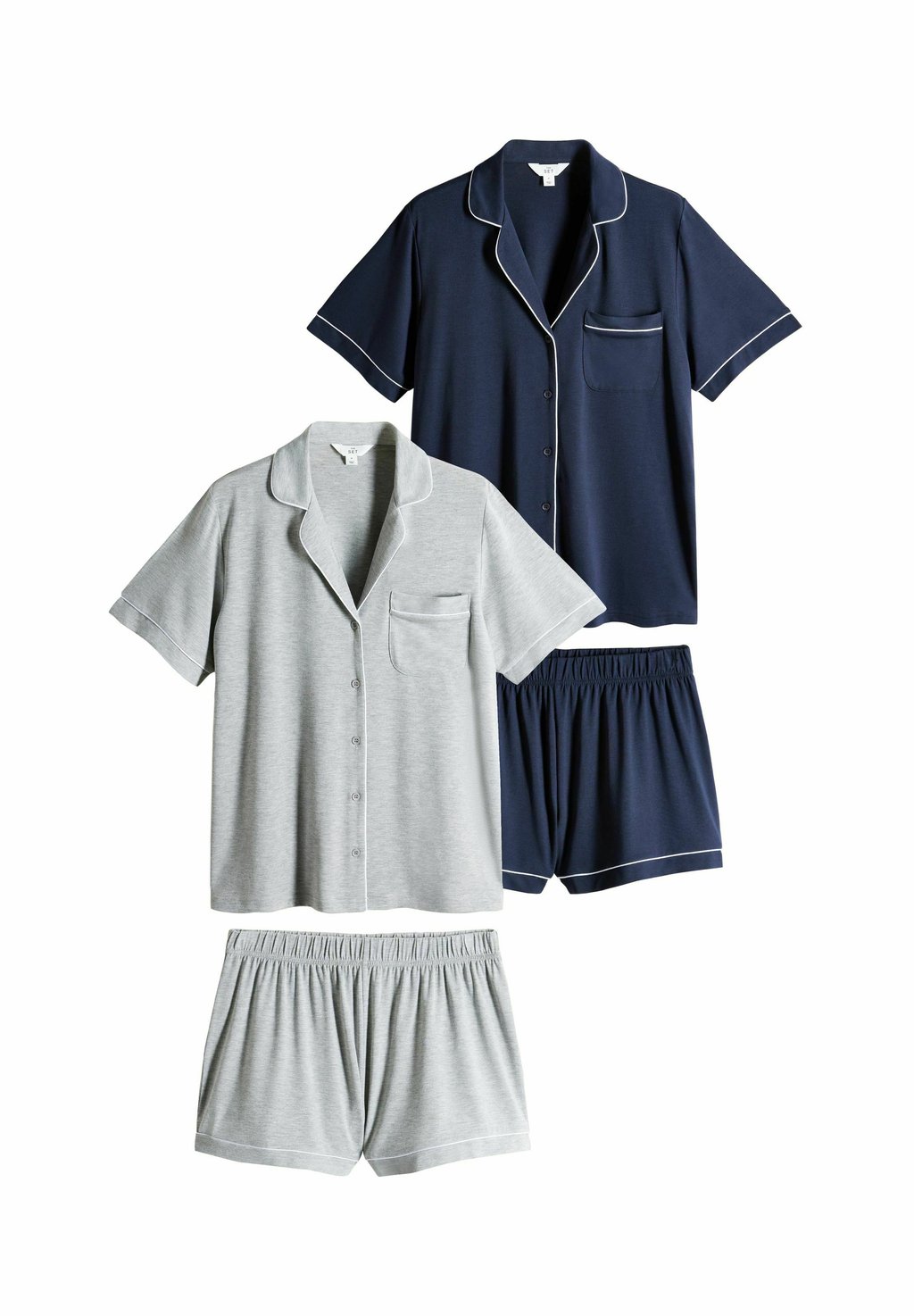 

Пижамный комплект REGULAR FIT - BUTTON THROUGH 2 PACK WITH PIPING SET - Pyjamas THE SET, серый