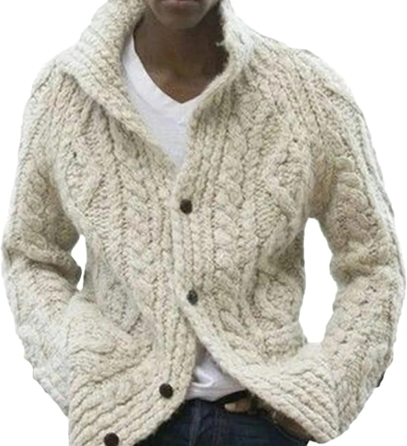 

Мужской кардиган Kaxiya2021 с воротником-шалью, свободный, на пуговицах, зимний, объемный, теплый, с длинными рукавами