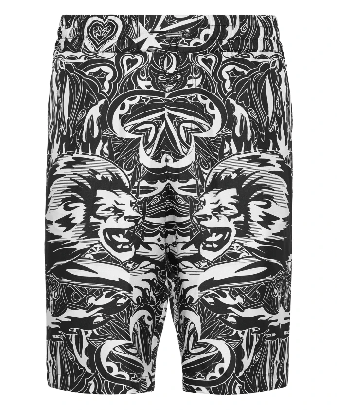 

Шелковые крутые детские шорты, племенной цирк Philipp Plein, черный