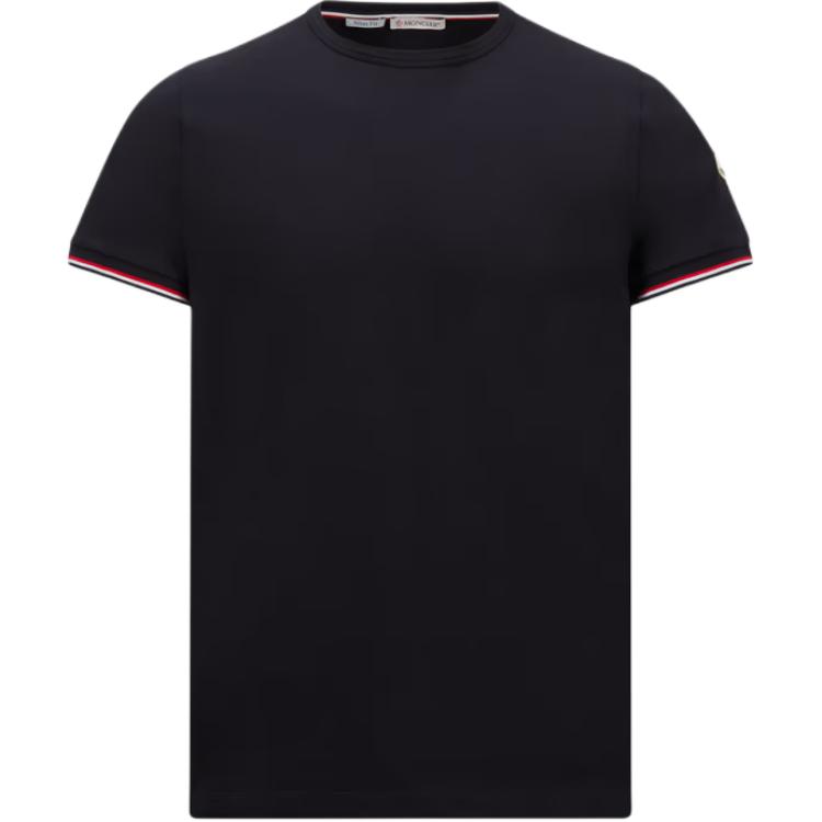 

Футболка Moncler с триколорной отделкой, ночной синий