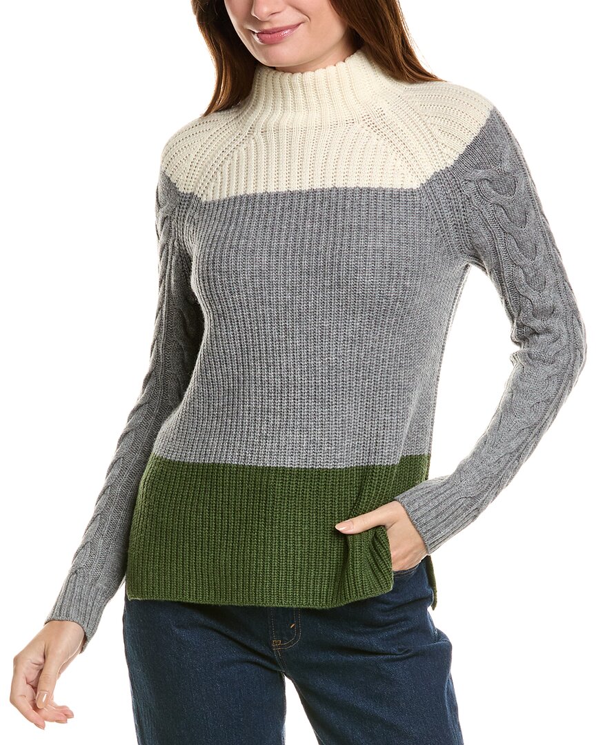 

Свитер Forte Cashmere Colorblocked с воротником-стойкой из смеси шерсти и кашемира, белый
