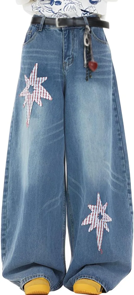 

Винтажные джинсы high waisted baggy star с прямыми штанинами и графичным дизайном kakarin choyx