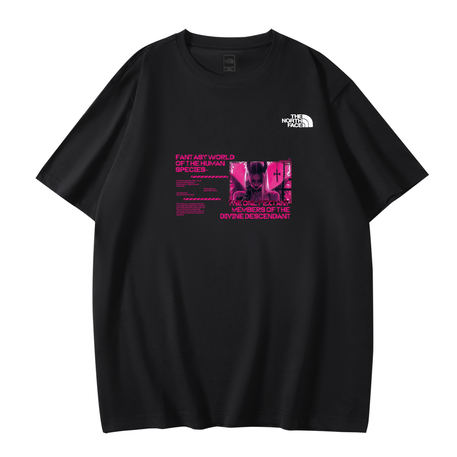 

Футболка унисекс черная THE NORTH FACE, черно-розовая Allure B