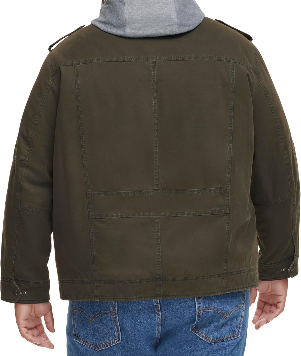 Мужская военная куртка Levi's из стираного хлопка с капюшоном (стандартные размеры, большие и высокие), Olive/Sherpa Lined — фото 2
