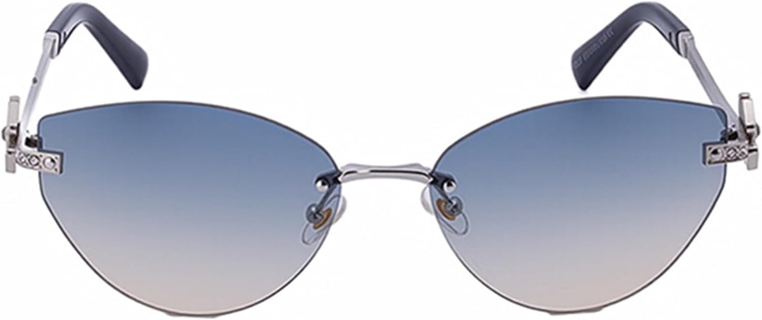 

bullabulling Модные солнцезащитные очки «кошачий глаз» для женщин и мужчин, ретро-очки в стиле Y2K, маленькая оправа с бриллиантами, металлические дизайнерские очки 90-х, Blue