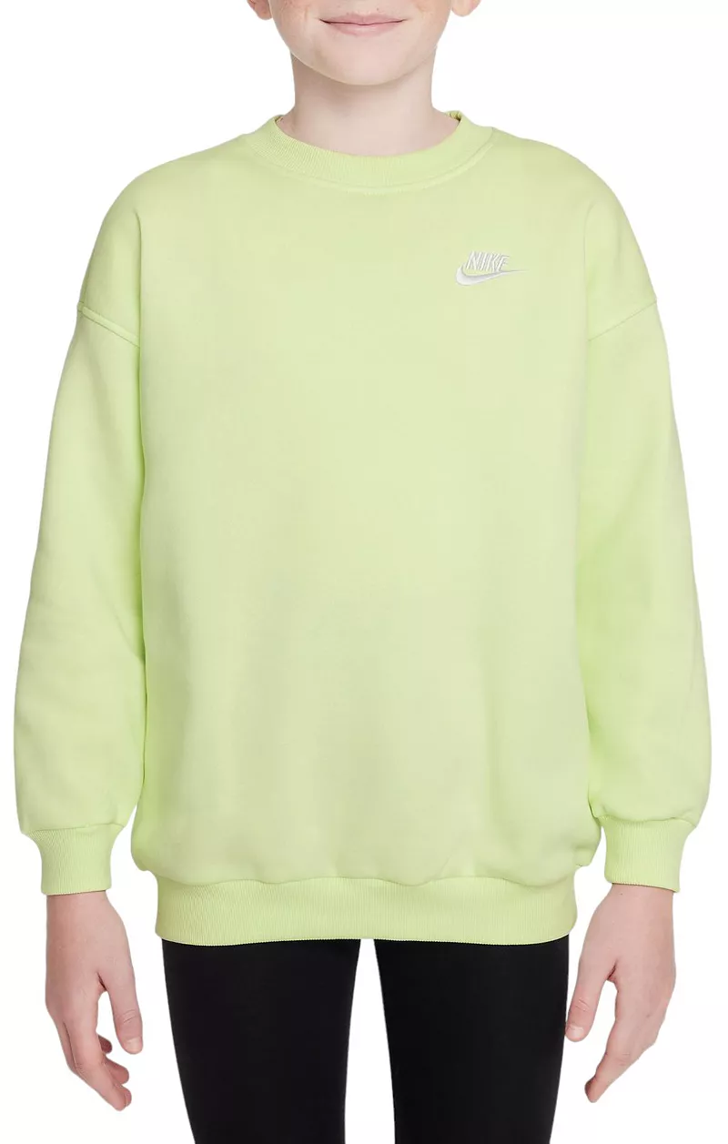 

Большой флисовый свитшот Nike Sportswear Club для девочек, цвет Lime Ice