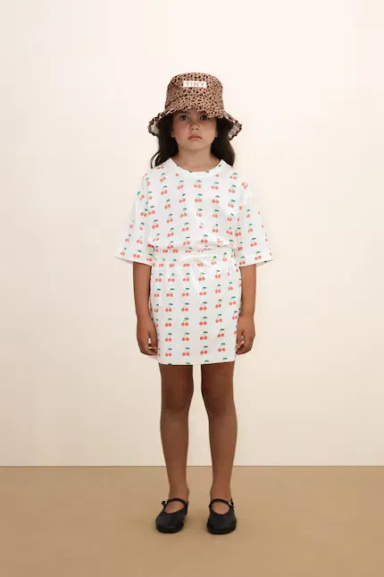 Футболка детская с принтом вишен CHERRIES KNITTED TEE Tinycottons, белый