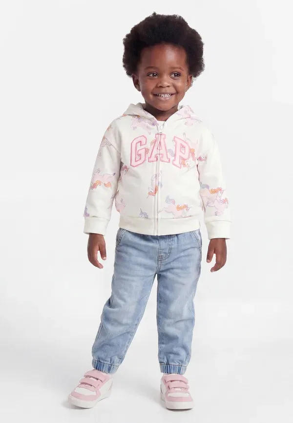 Толстовка на молнии Gap, модель Logo zip up sweatshirt, цвет новый офф-вайт