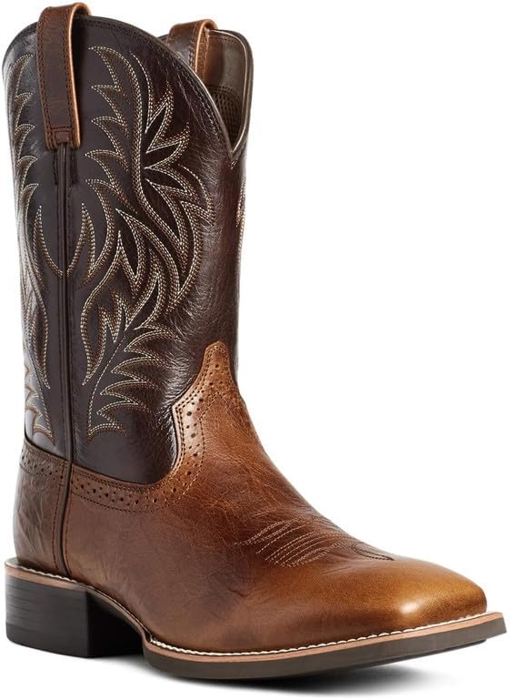 

XBTEVUDAK Мужские ковбойские ботинки, повседневные ботинки, традиционные вышитые ботинки с низким каблуком, страныные ботинки, западные ботинки, Brass