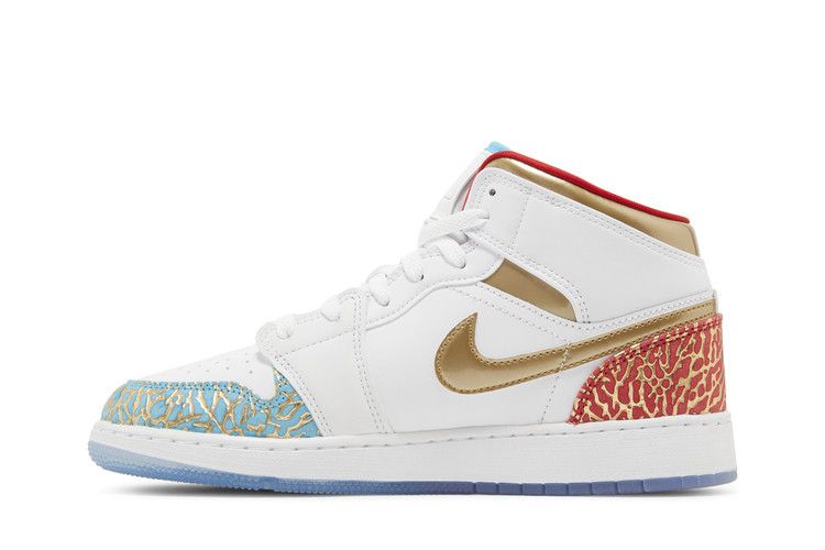 Кроссовки Air Jordan Air Jordan 1 Mid GS 'NC to Chi', белый — фото 4