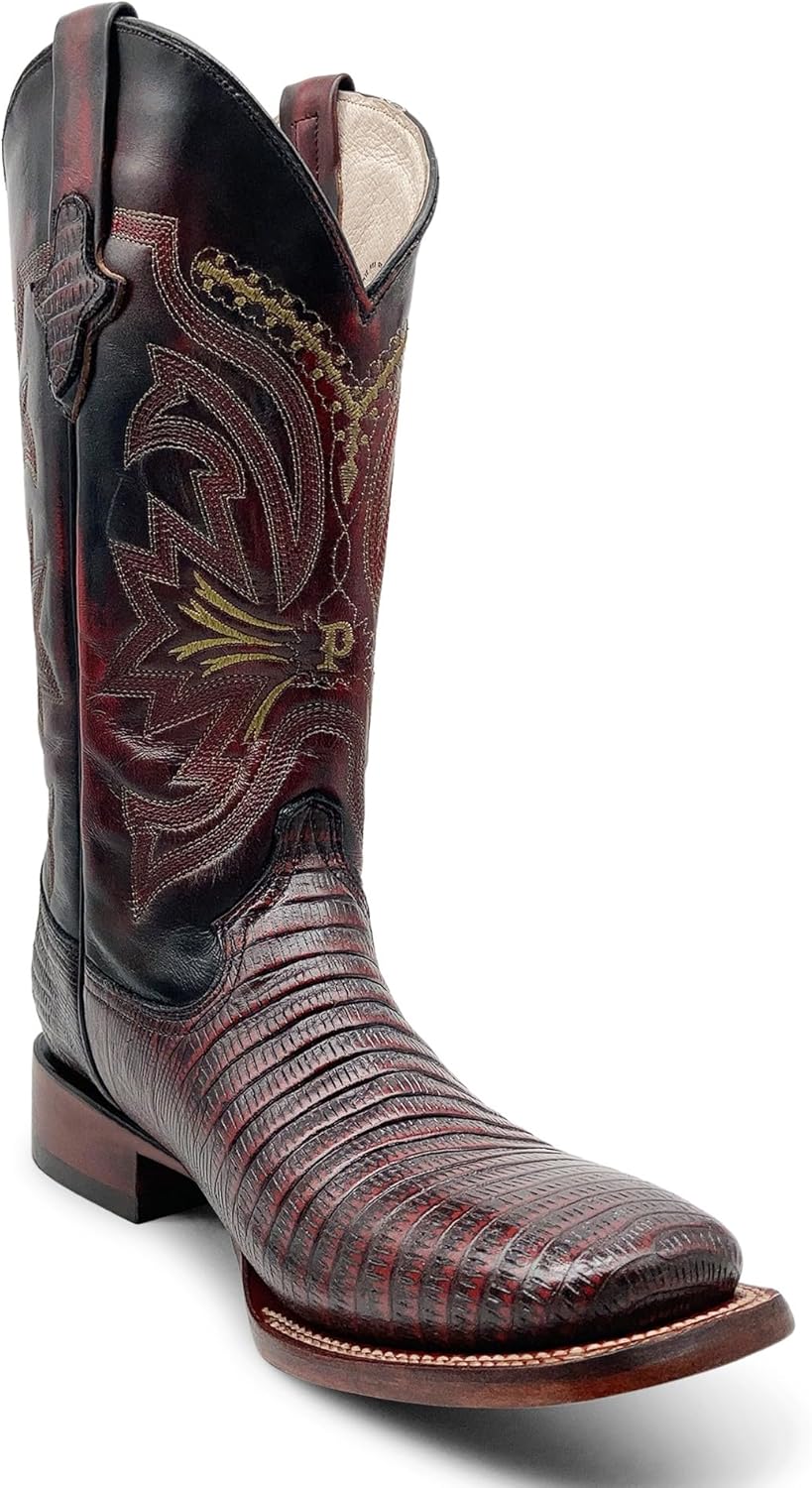 

Мужские кожаные ковбойские сапоги в стиле вестерн с тиснением под ящерицу и квадратным носком The Western Shops, черный