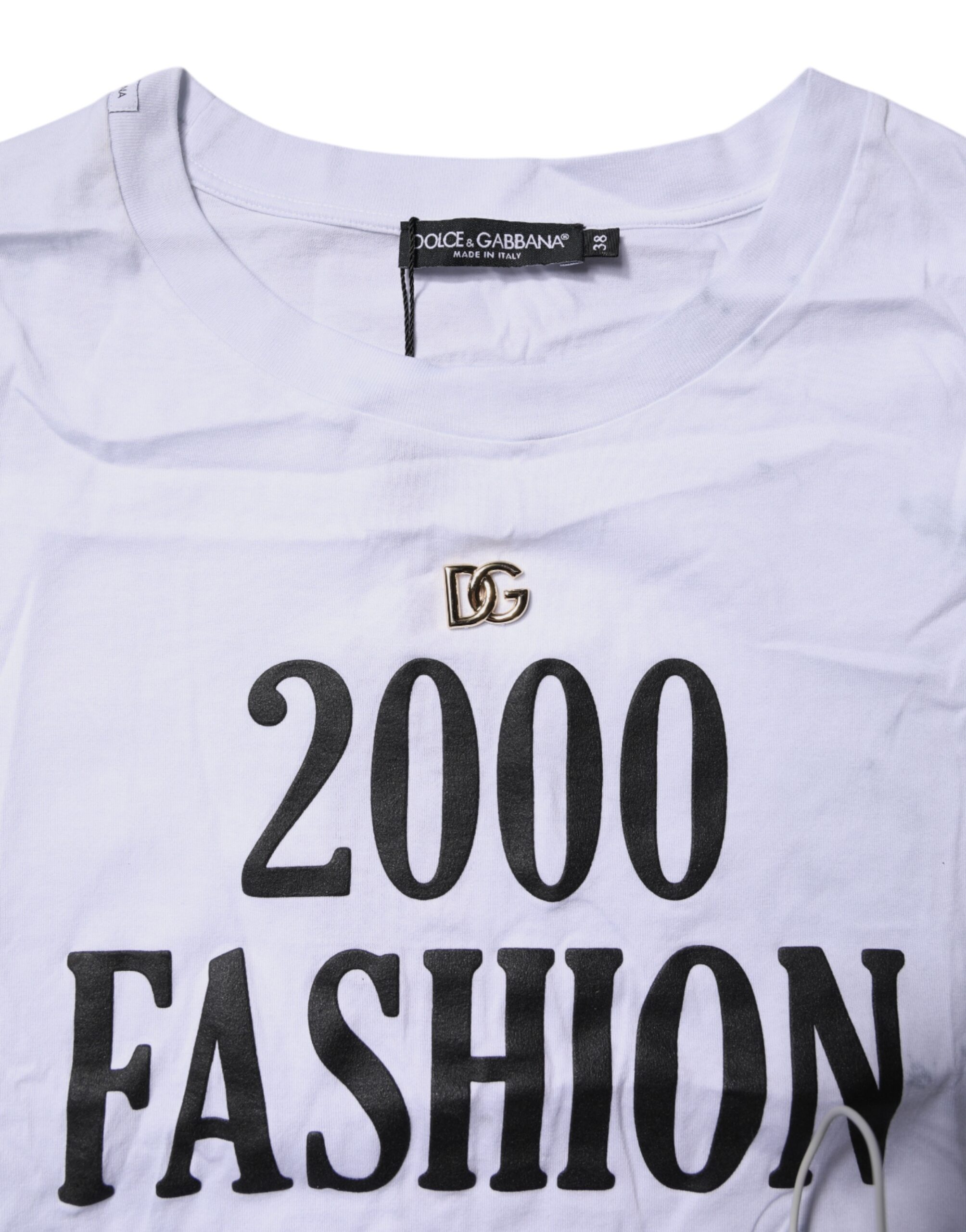 Белая хлопковая футболка с круглым вырезом и шнуровкой Dolce & Gabbana, белый — фото 4
