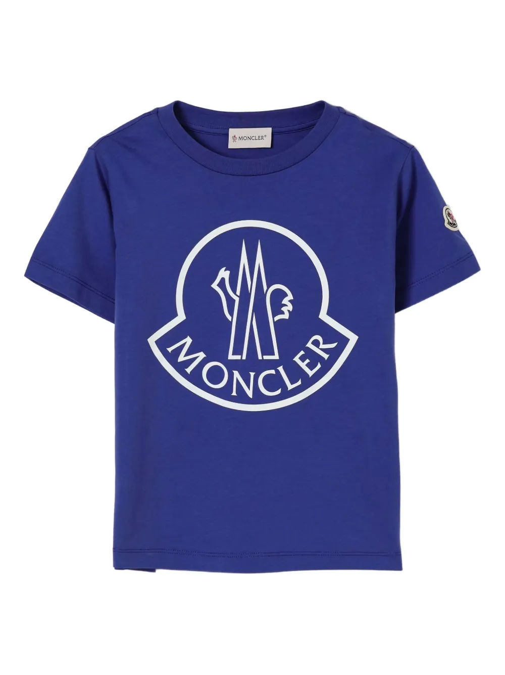 

Футболка с короткими рукавами и логотипной нашивкой Moncler Enfant, синий