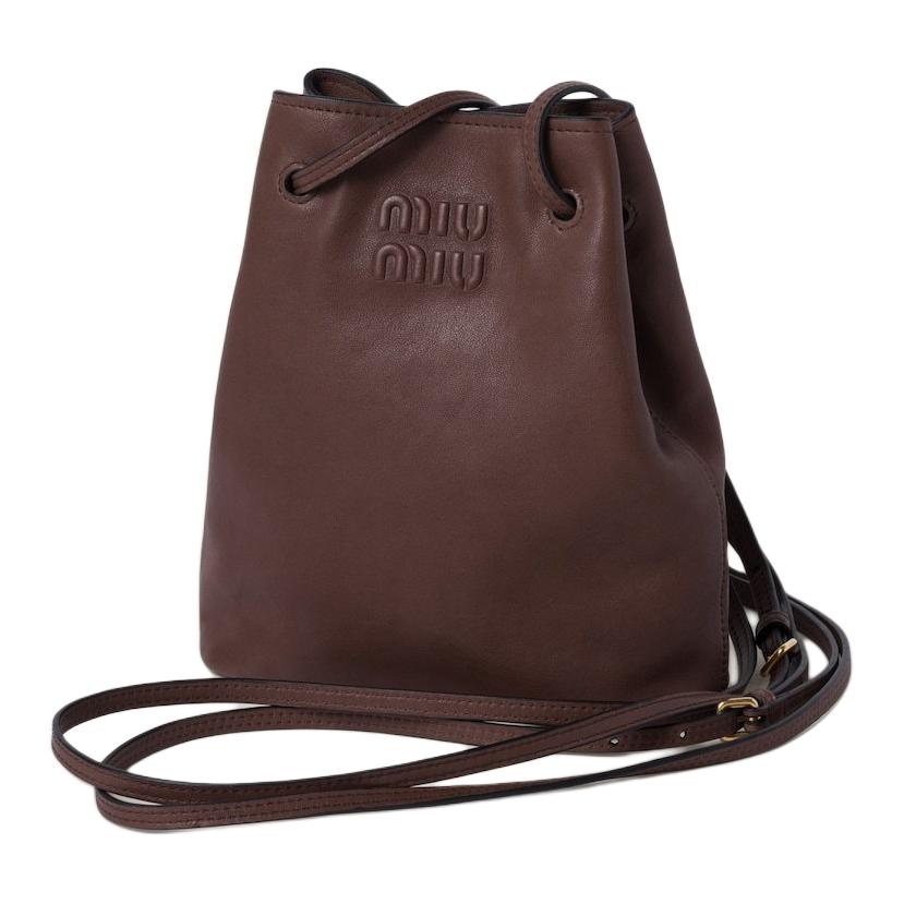 Кожаная мини-сумка ведро Lucky Bag через плечо MIU MIU — фото 3
