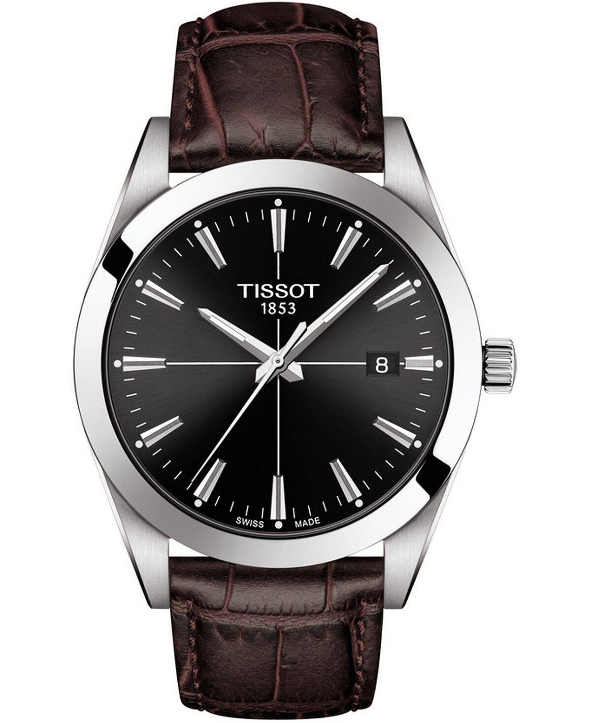 

Мужские швейцарские часы Gentleman с коричневым кожаным ремешком, 40 мм Tissot