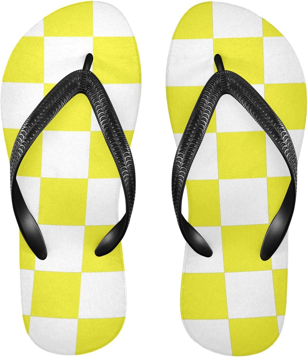 

Женские и мужские шлепанцы SPRIPORT в клетку, удобные повседневные вьетнамки с мягкой подошвой и противоскользящей резиновой подошвой, плоские сандалии для прогулок, летнего пляжа, желтый