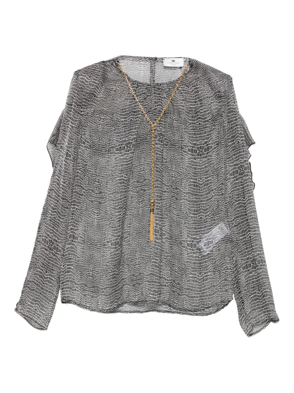 

Топ с оборками и анималистичным принтом Elisabetta Franchi, черный