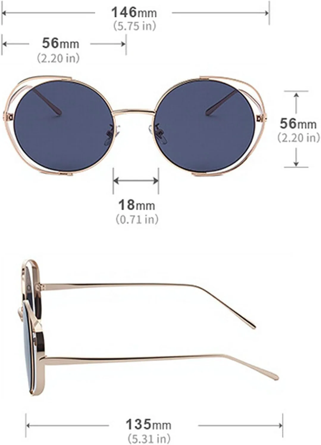 

Ретро-солнцезащитные очки большого размера круглой формы для женщин и мужчин. Модные круглые солнцезащитные очки в уникальной металлической оправе mincl, Silver