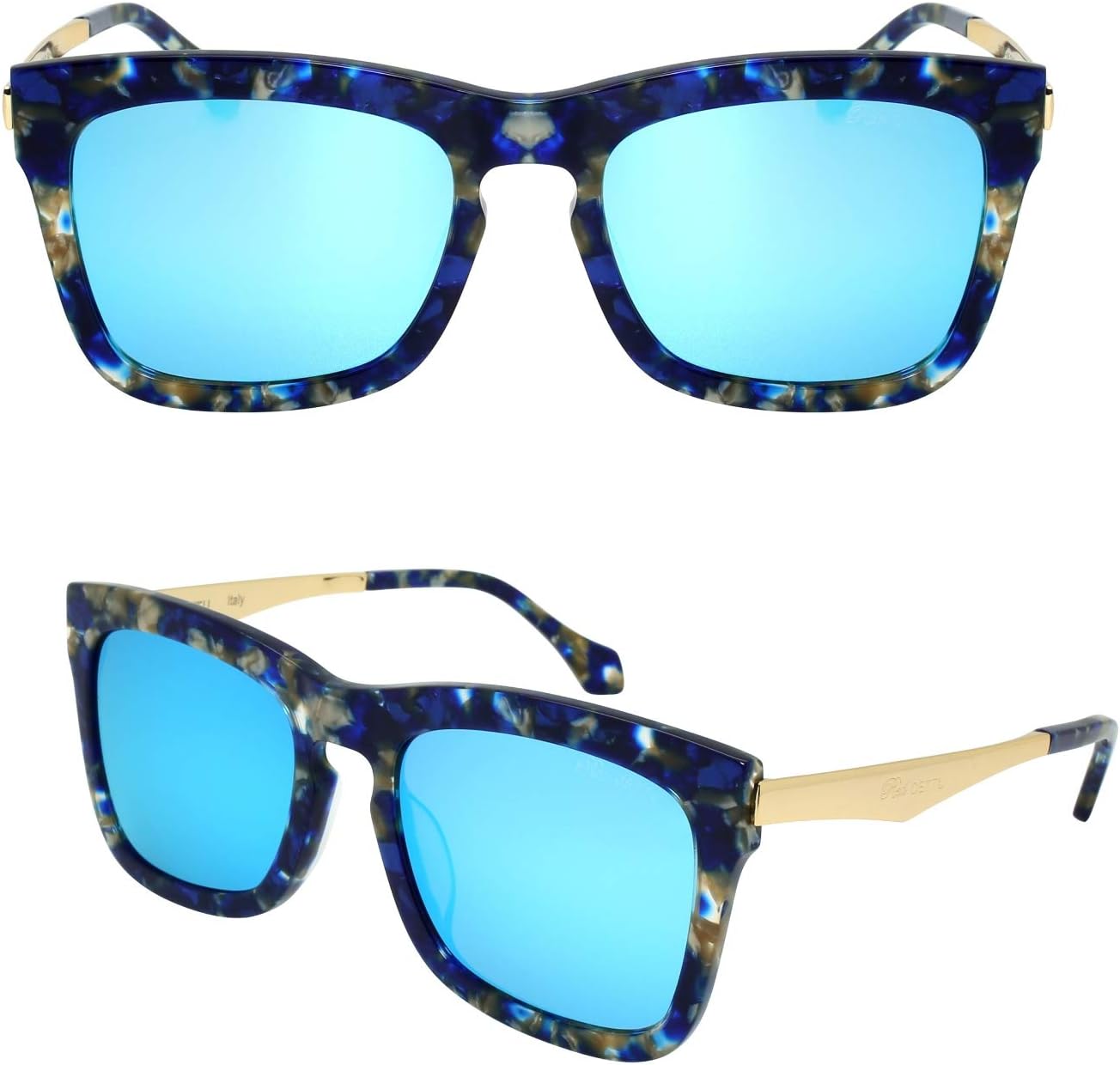 

Дизайнерские солнцезащитные очки Edge I-Wear ручной работы из ацетата, квадратная форма, защита от УФ-излучения UV 400 CR39, в подарочной упаковке EDGEIWEAR, Blue Tortoise Frame/Blue-white Mirrored Cr39 Lens