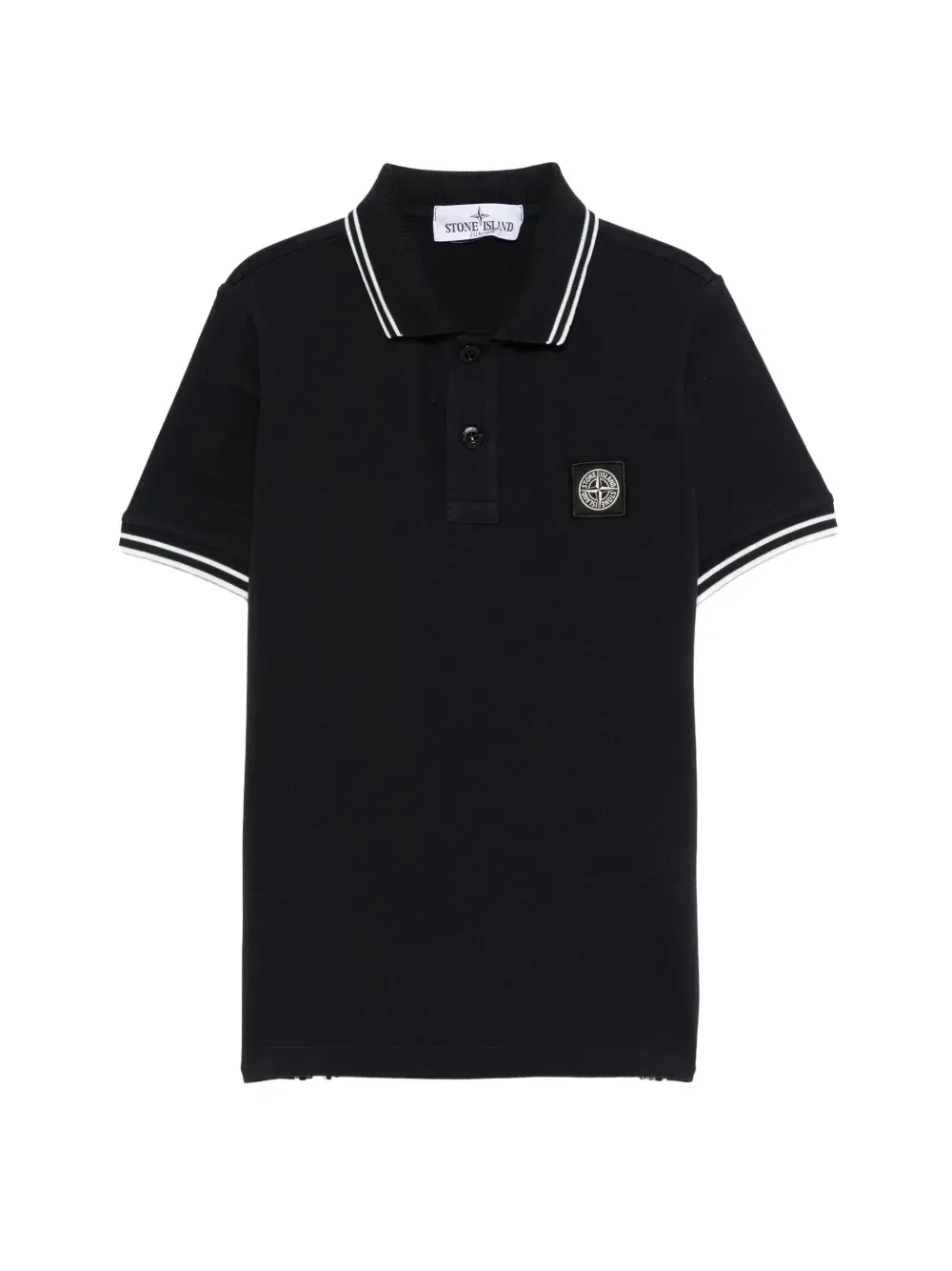 Рубашка поло с нашивкой-логотипом Stone Island Junior, черный